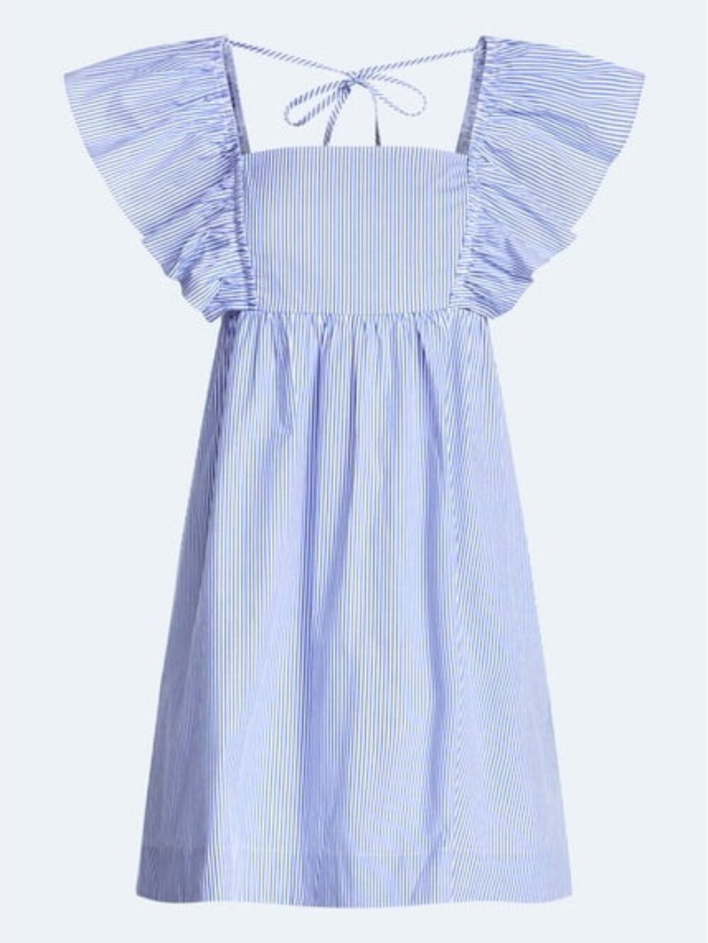 NEW Free Assembly Blue White Cotton Stripe Ruffle Mini Dress